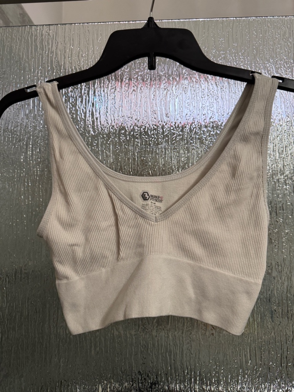 Gray Ribbed V-Neck Crop Tank